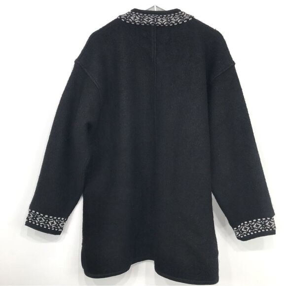 Icelandic Design Black White Nordic Design 100% Wool Sweater Coat - Picture 10 of 16